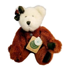 Boyds Bears "Gwendolyn" Two Toned Bear Burgundy and White 12" with Hang Tag 1990